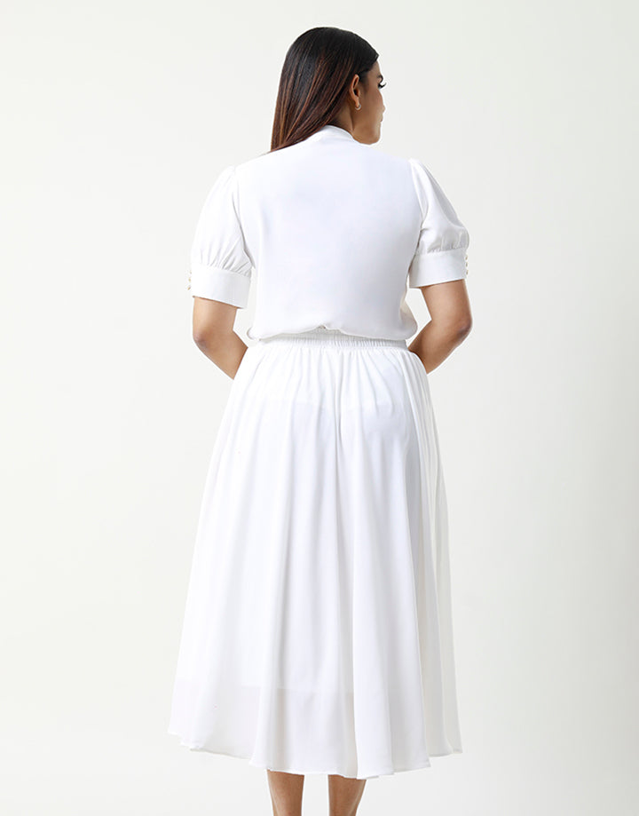 White Skirt with Tie Up Detail