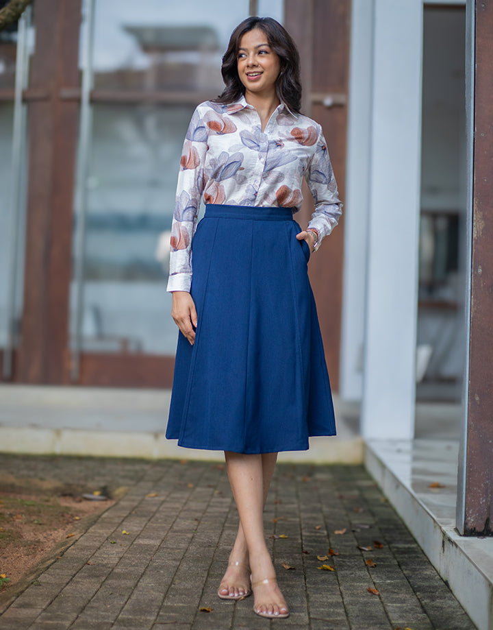 8 Panel Midi Skirt with Pockets