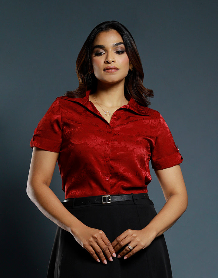 Short Sleeves Button Down Blouse