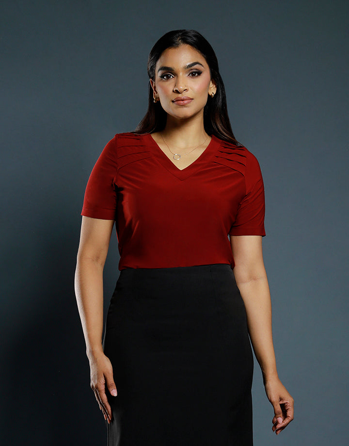 Short Sleeve Top with Pintucks