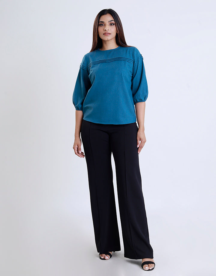 Pintuck Detail Top with Back Keyhole
