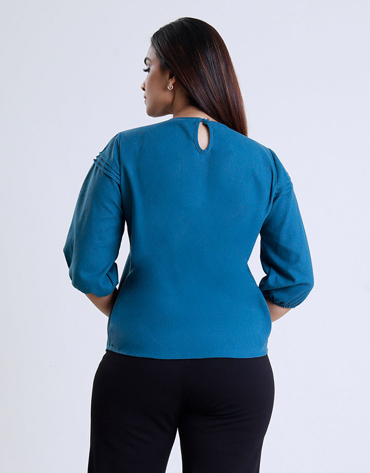 Pintuck Detail Top with Back Keyhole