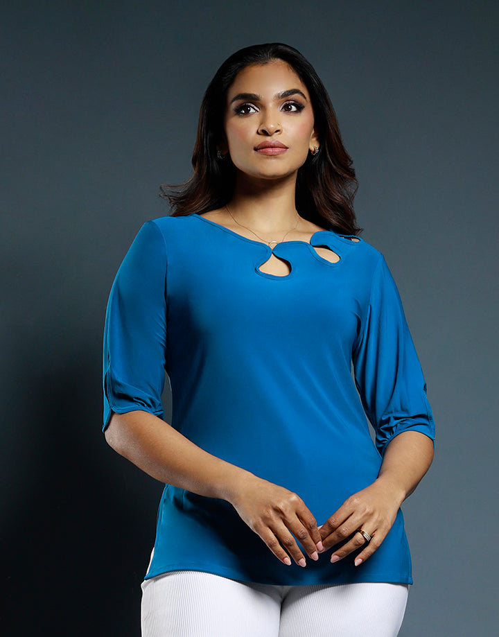 3/4 Sleeves Top with Tear Drop Holes