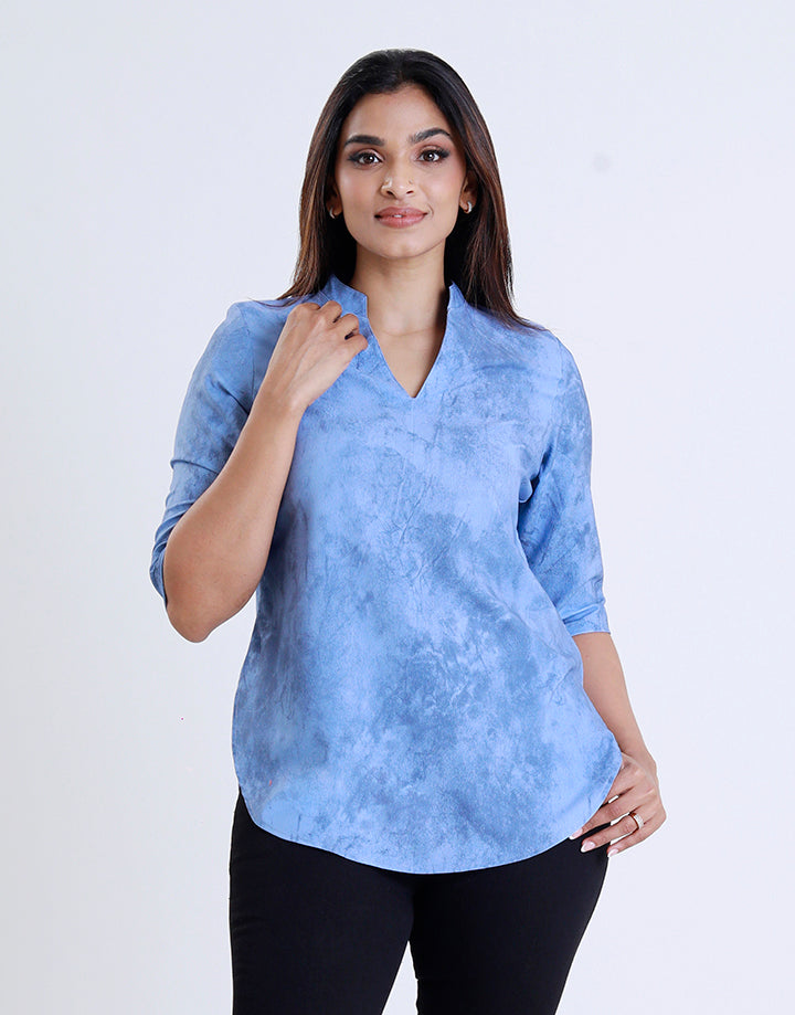 Chinese Collar Kurta with 3/4 Sleeve