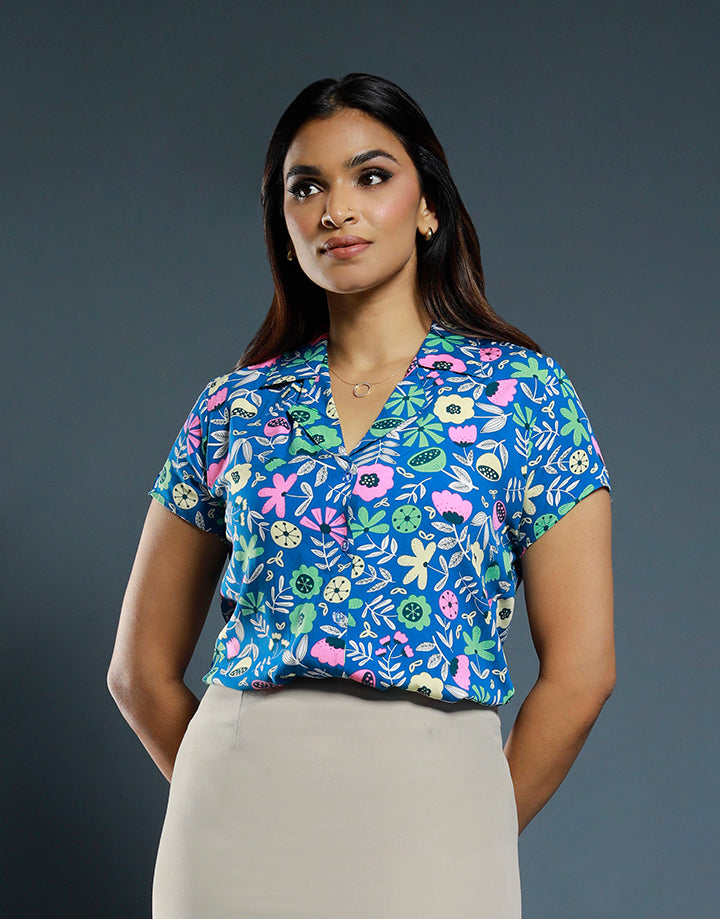 Ladies Shirt Blouse with Short Sleeve