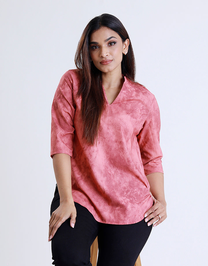 Chinese Collar Kurta with 3/4 Sleeve