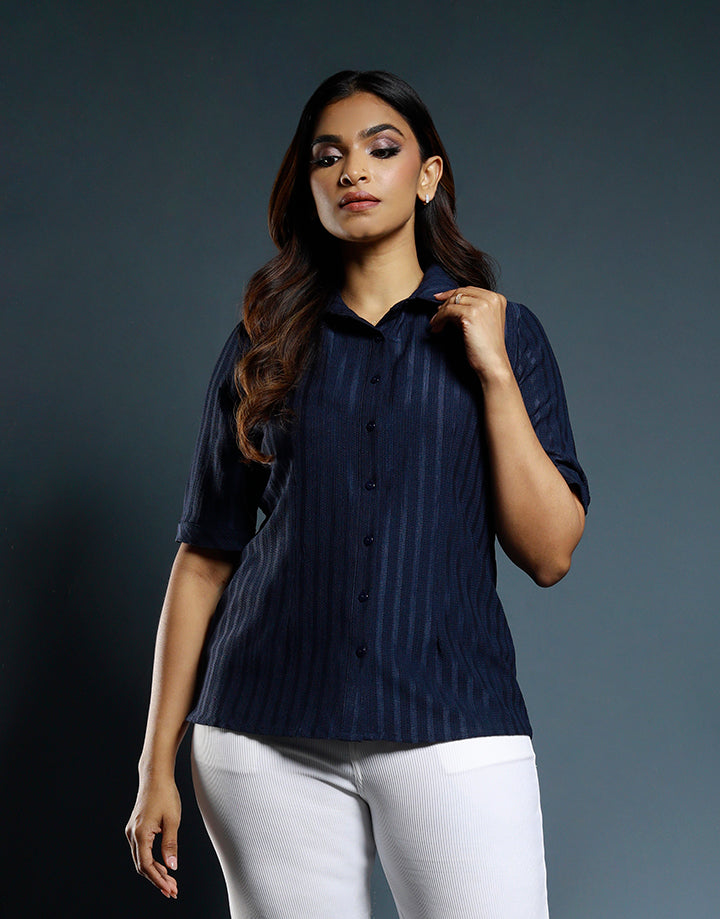 Elbow Length Sleeve Shirt Blouse