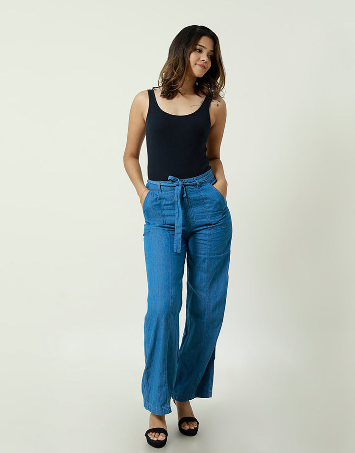 Chambray Pant with Tie Belt