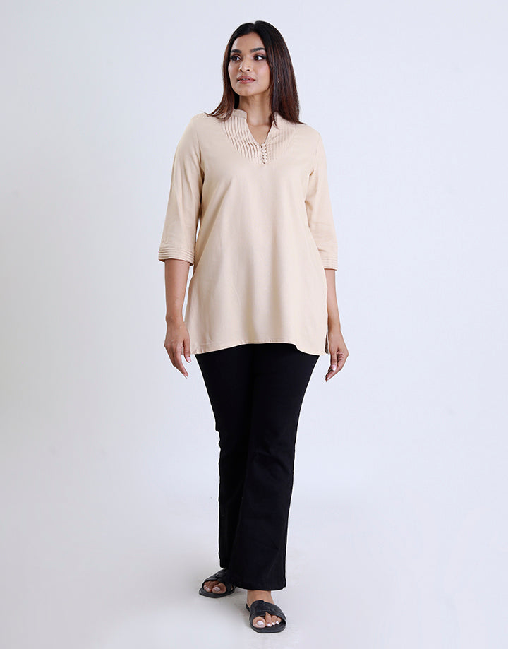 Chinese Collar Kurta with Pintuck