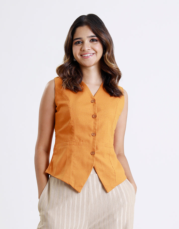Linen Vest Sleeveless Coat