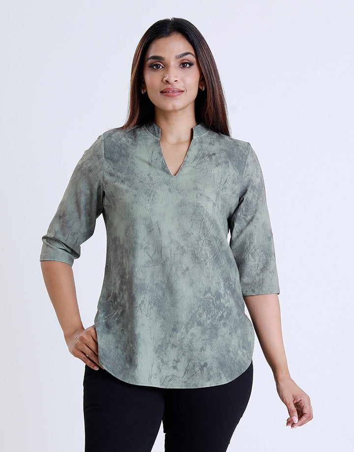 Chinese Collar Kurta with 3/4 Sleeve