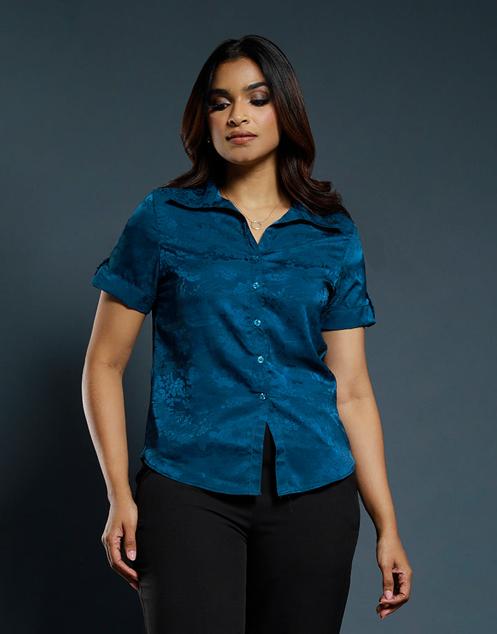 Short Sleeves Button Down Blouse