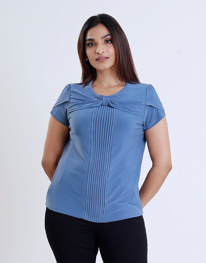 Petal Sleeve Top With Pintuck Detail