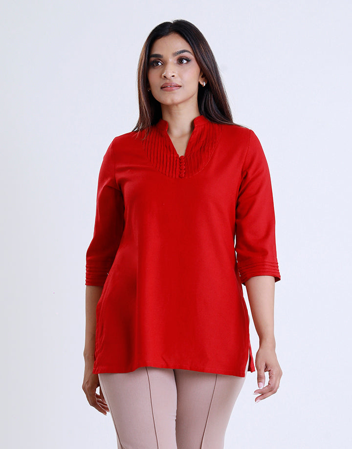 Chinese Collar Kurta with Pintuck
