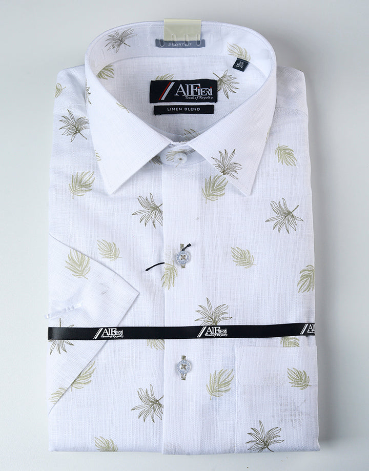PERRI ALLEN Linen Leaf Printed Shirt