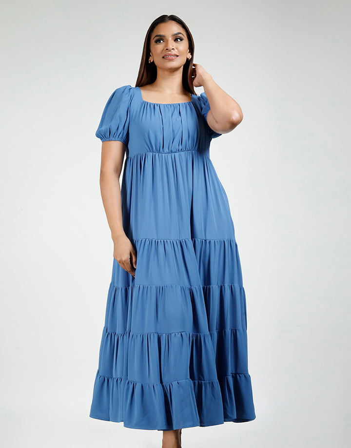 Bustier Back Zipper Tiered Dress