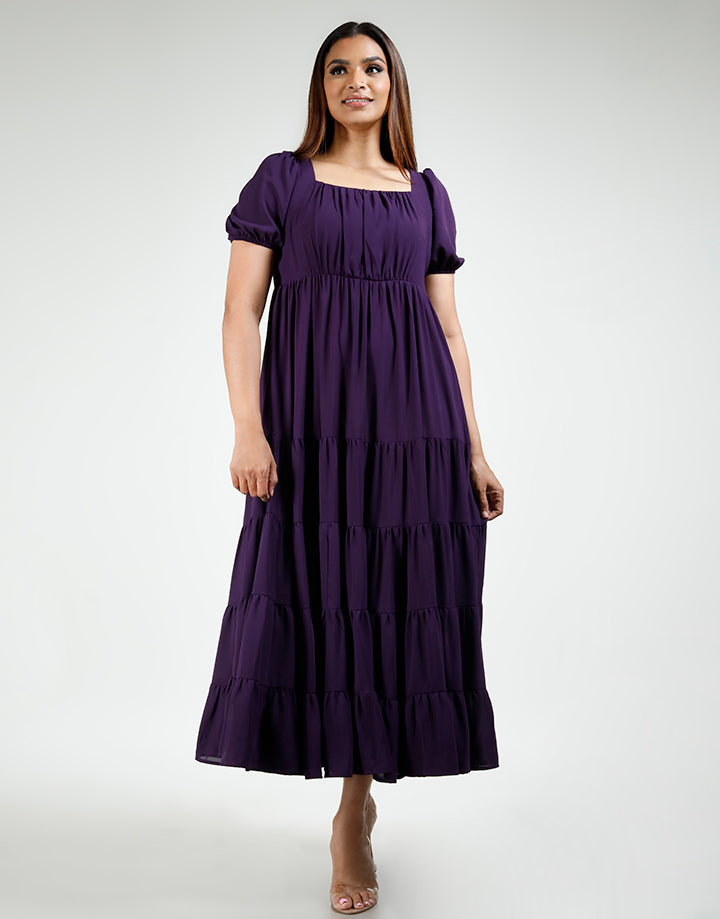 Bustier Back Zipper Tiered Dress