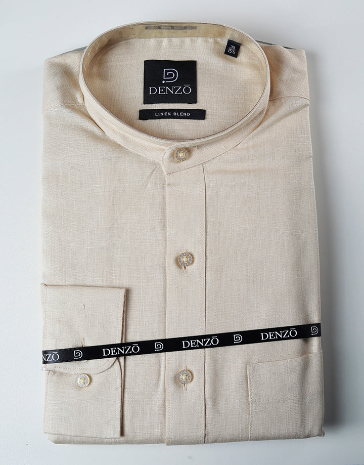 DENZO Solid Chinese Collar Shirt