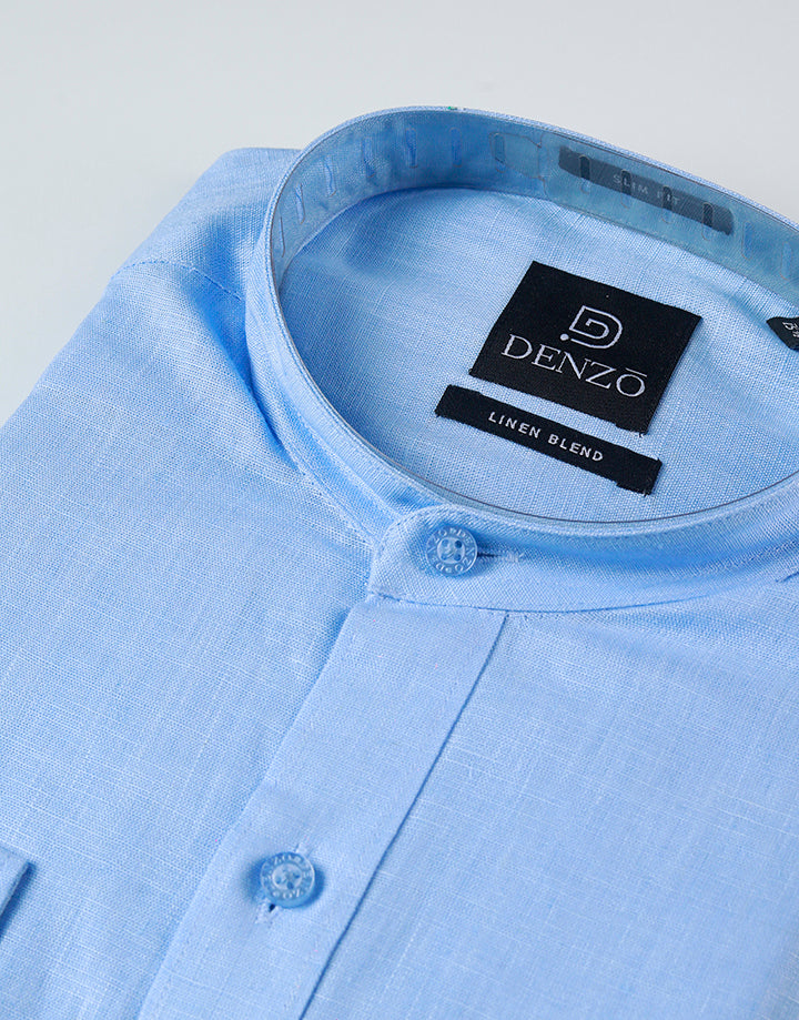 DENZO Solid Chinese Collar Shirt