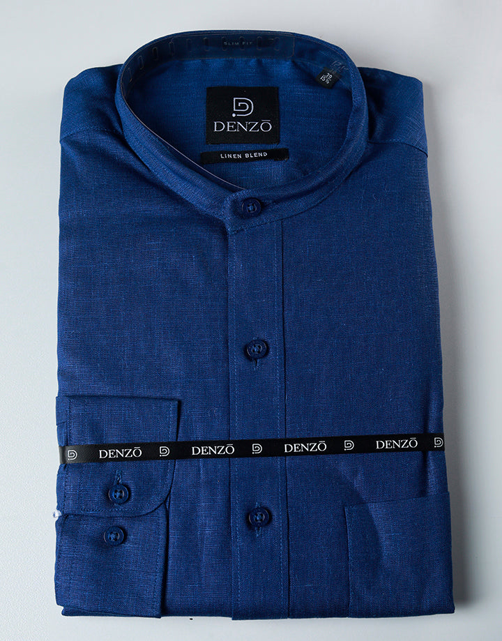 DENZO Solid Chinese Collar Shirt