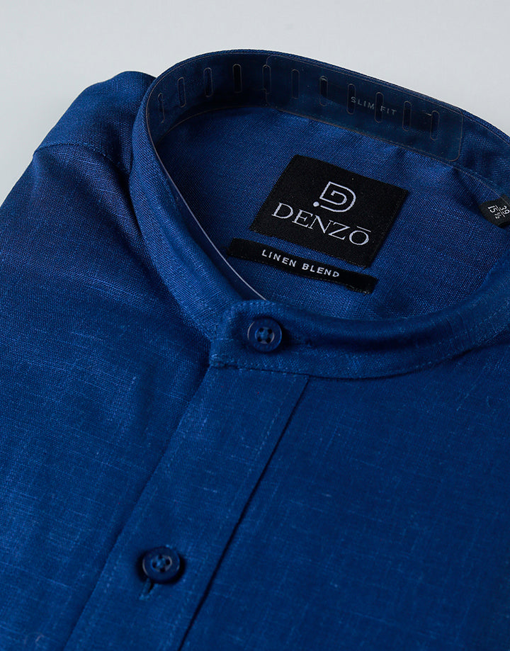 DENZO Solid Chinese Collar Shirt