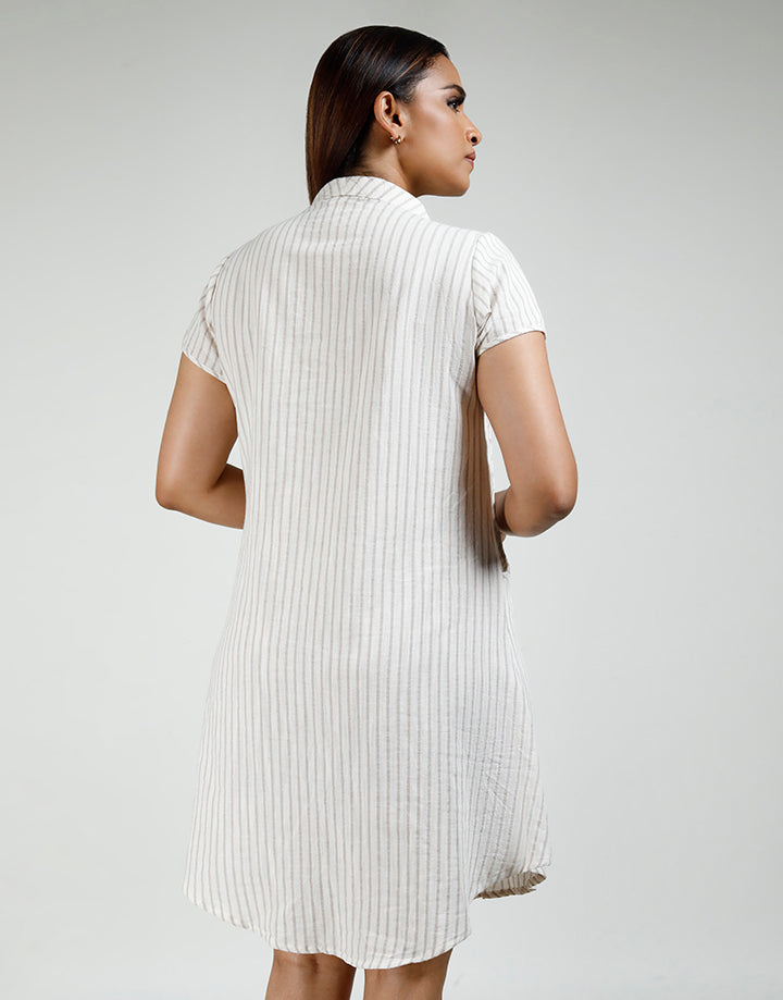 Slant Pocket Detail Stripe Dress