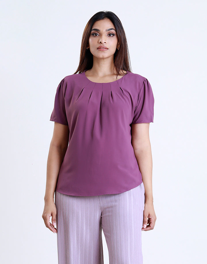 Short Sleeve Top with Back Keyhole Opening