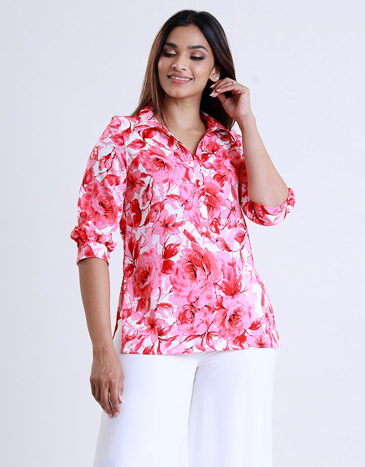 Printed Shirt Collar Kurta