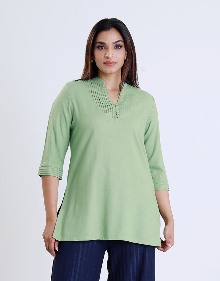 Chinese Collar Kurta with Pintuck