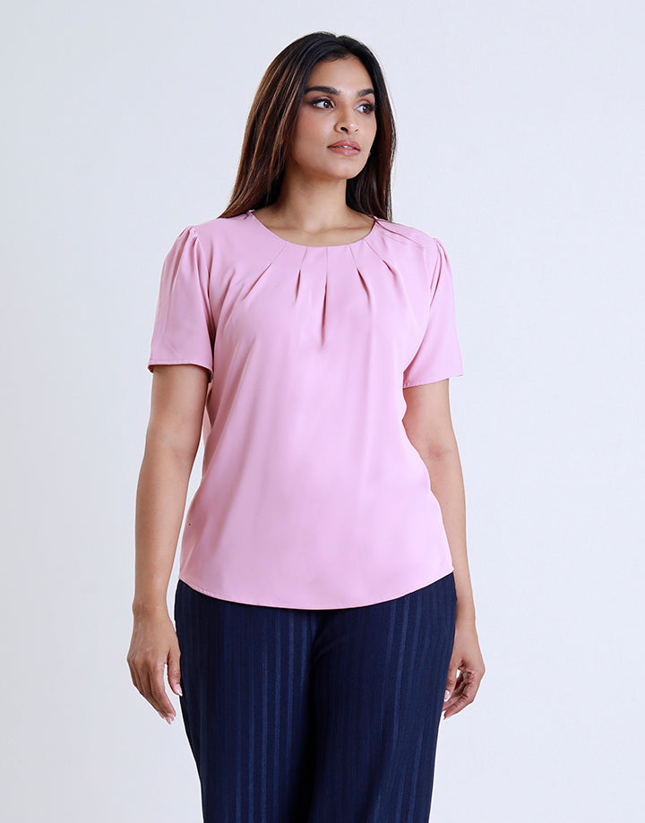 Short Sleeve Top with Back Keyhole Opening
