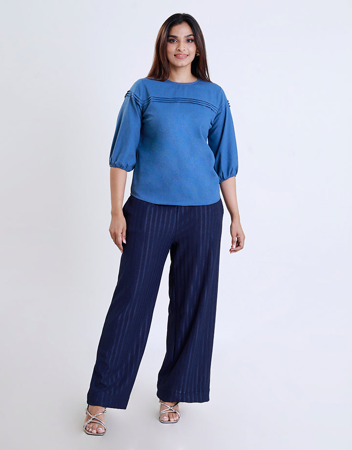 Pintuck Detail Top with Back Keyhole