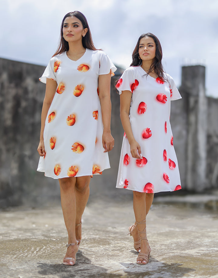 Flare Sleeve A-Line Dress with Pockets
