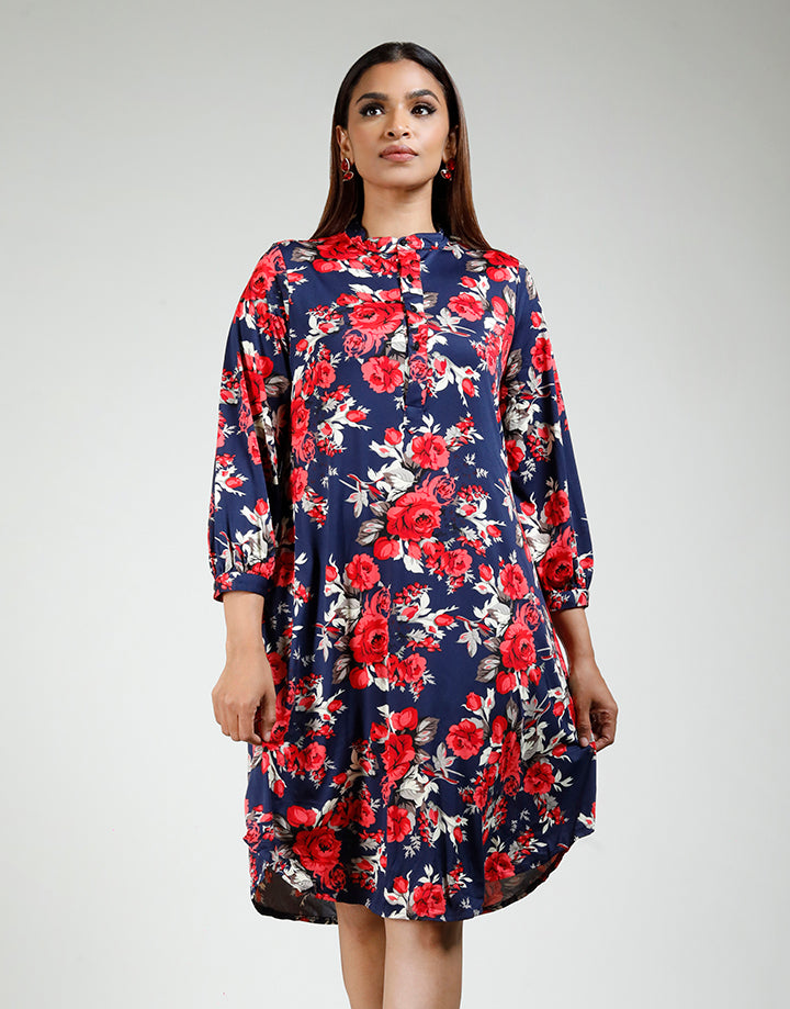 High Neck Dress with Pockets