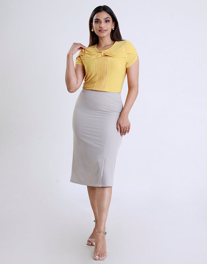 Petal Sleeve Top With Pintuck Detail