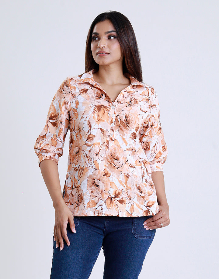 Printed Shirt Collar Kurta