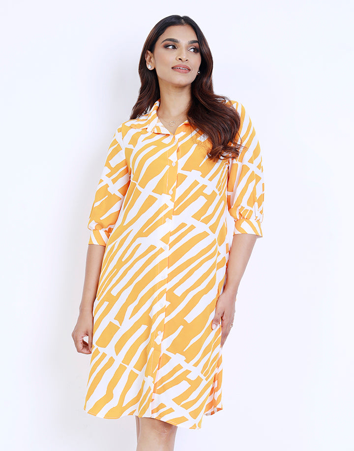 Printed Puff Sleeve Dress