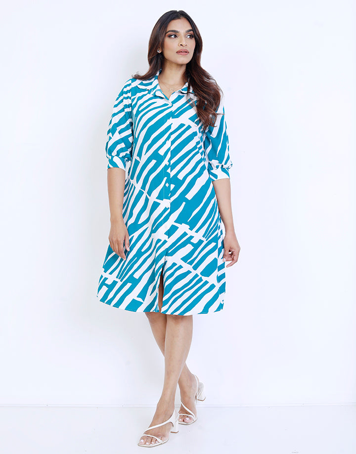 Printed Puff Sleeve Dress