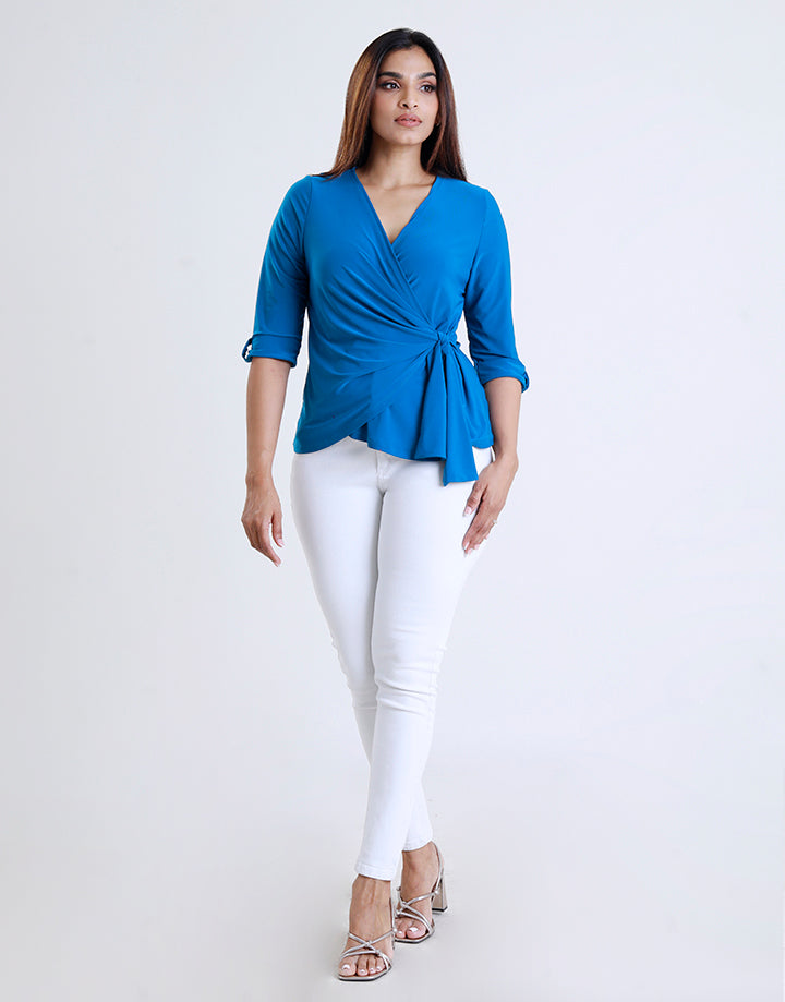 Front Knot Detailed Wrap Top