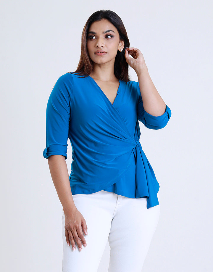 Front Knot Detailed Wrap Top