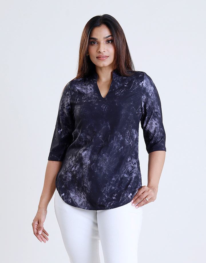 Chinese Collar Kurta with 3/4 Sleeve