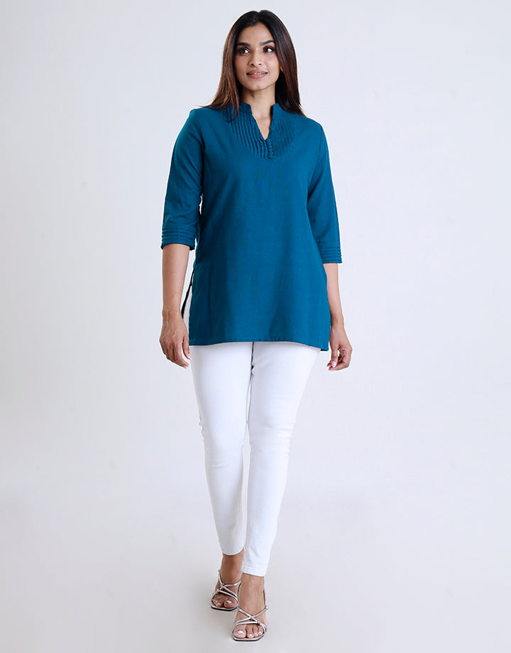 Chinese Collar Kurta with Pintuck