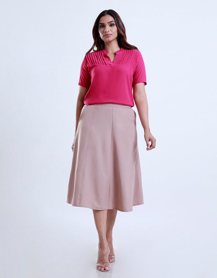 Pintuck Detailed Yoke Top