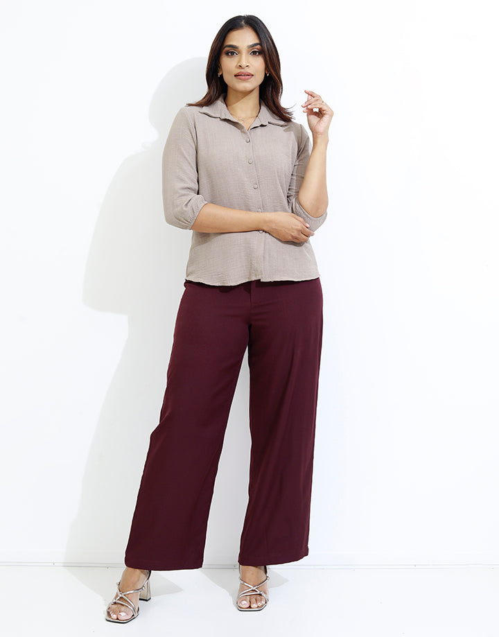 Back Elastic Waist Pant with Belt