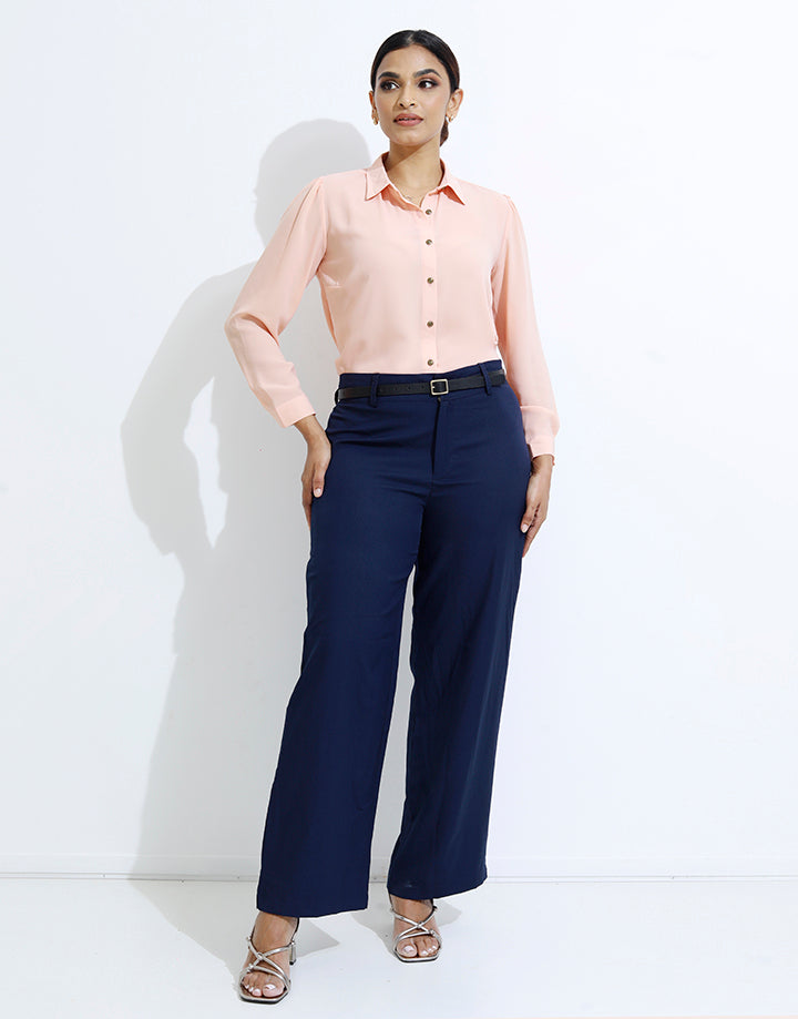 Long Sleeve Blouse with Standard Collar