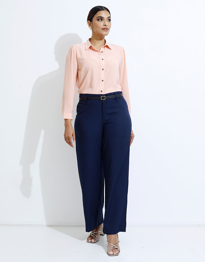 Back Elastic Waist Pant with Belt