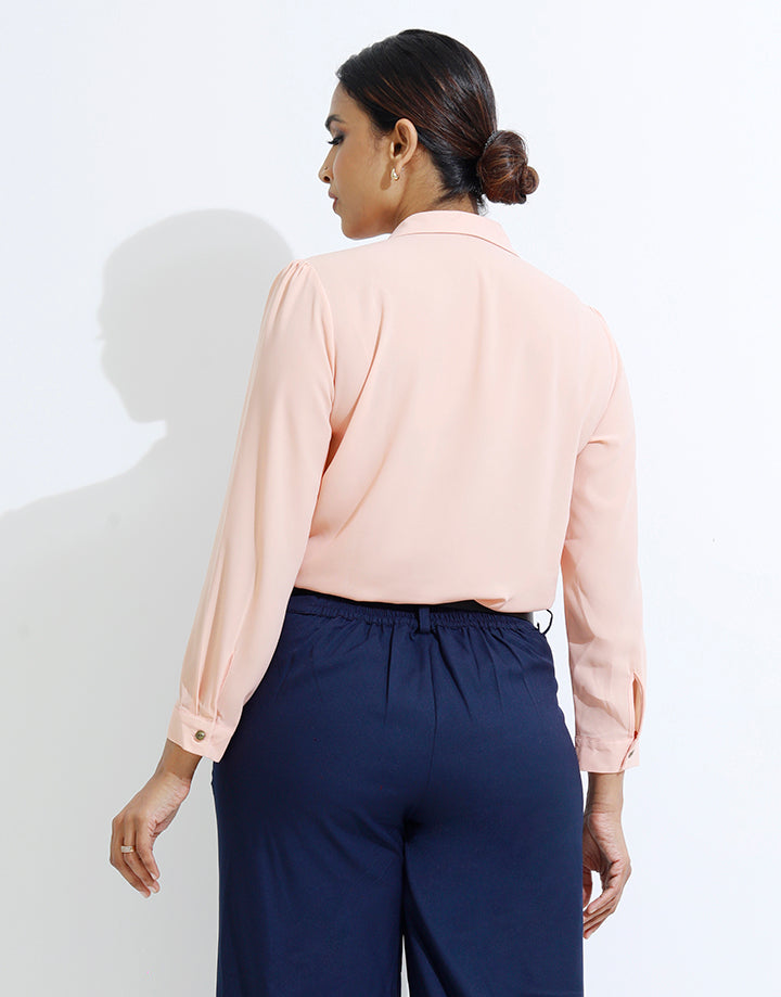 Long Sleeve Blouse with Standard Collar