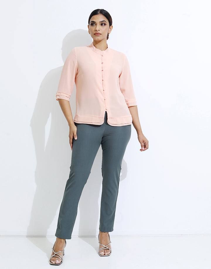 Plain Side Pockets Office Pant