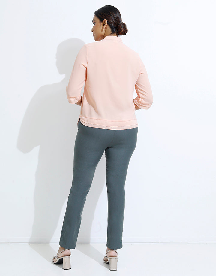 Plain Side Pockets Office Pant