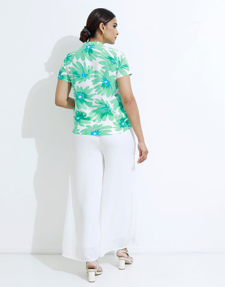 Chinese Collar Top with Short Sleeve