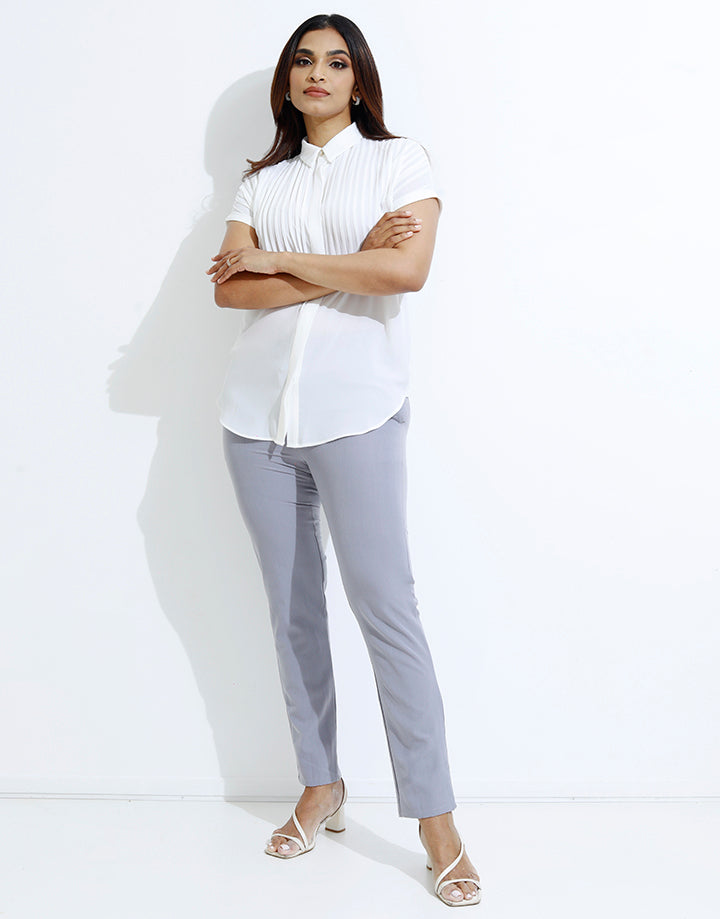 Plain Side Pockets Office Pant